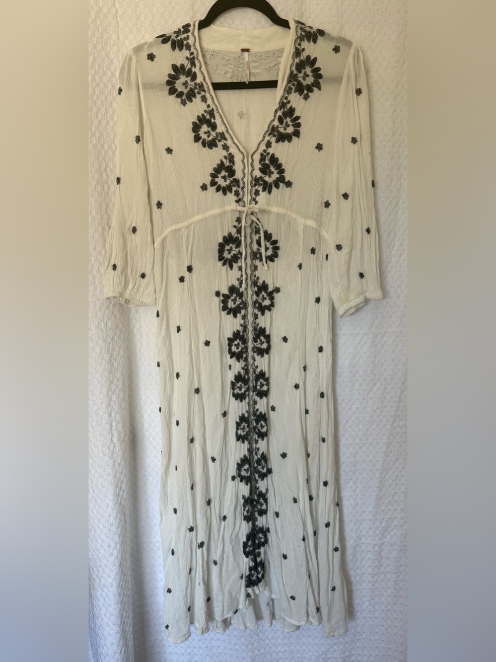 Free People Fable Midi Dress Embroidered Boho Ivory Medium - Picture 2 of 6